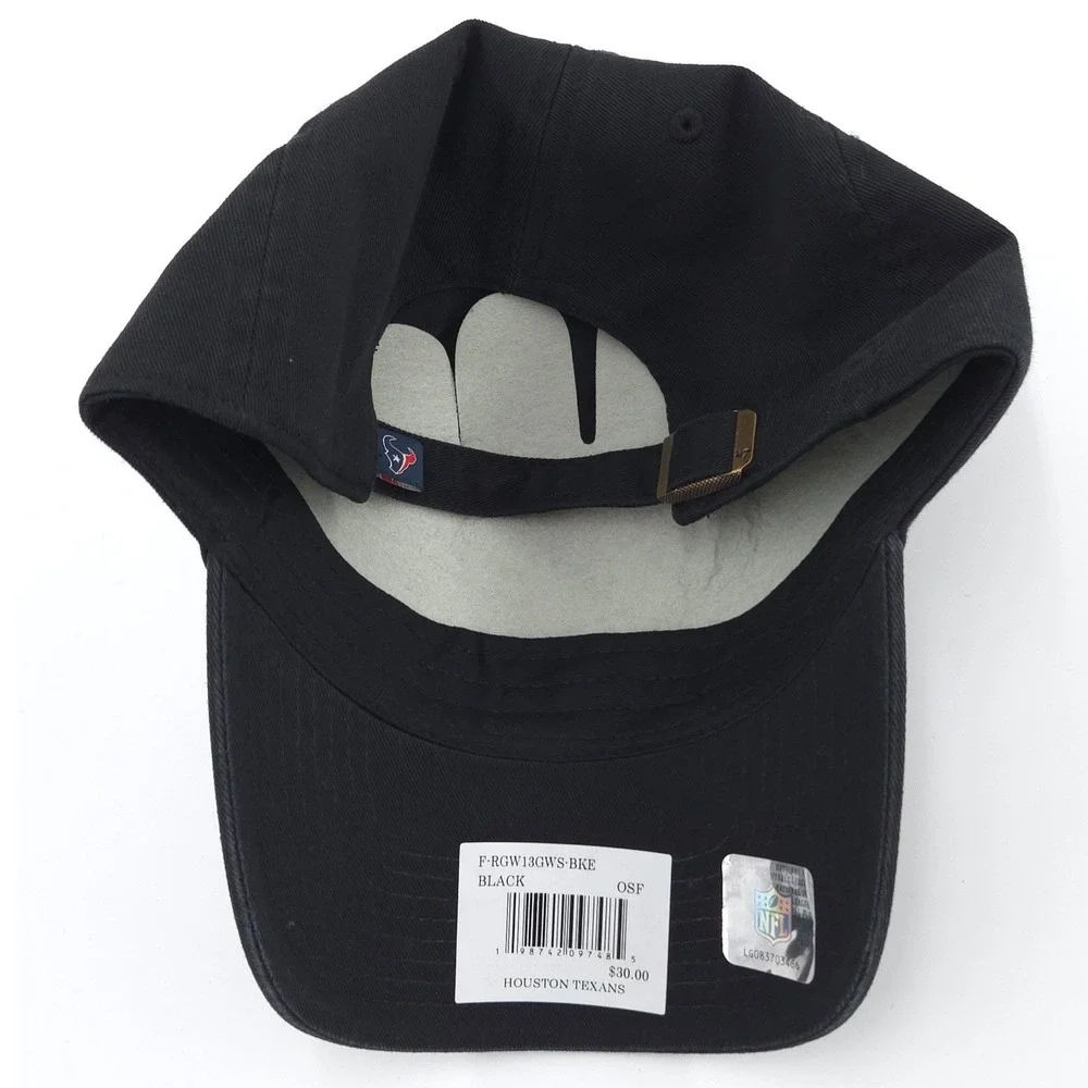 47 Brand Houston Texans Hat Mens Black Clean Up Adjustable Strap Cap OSFA  NWT